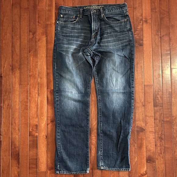American Eagle Outfitters Men’s Dark Blue Relaxed Straight Jeans Size 33/34 - Picture 1 of 6